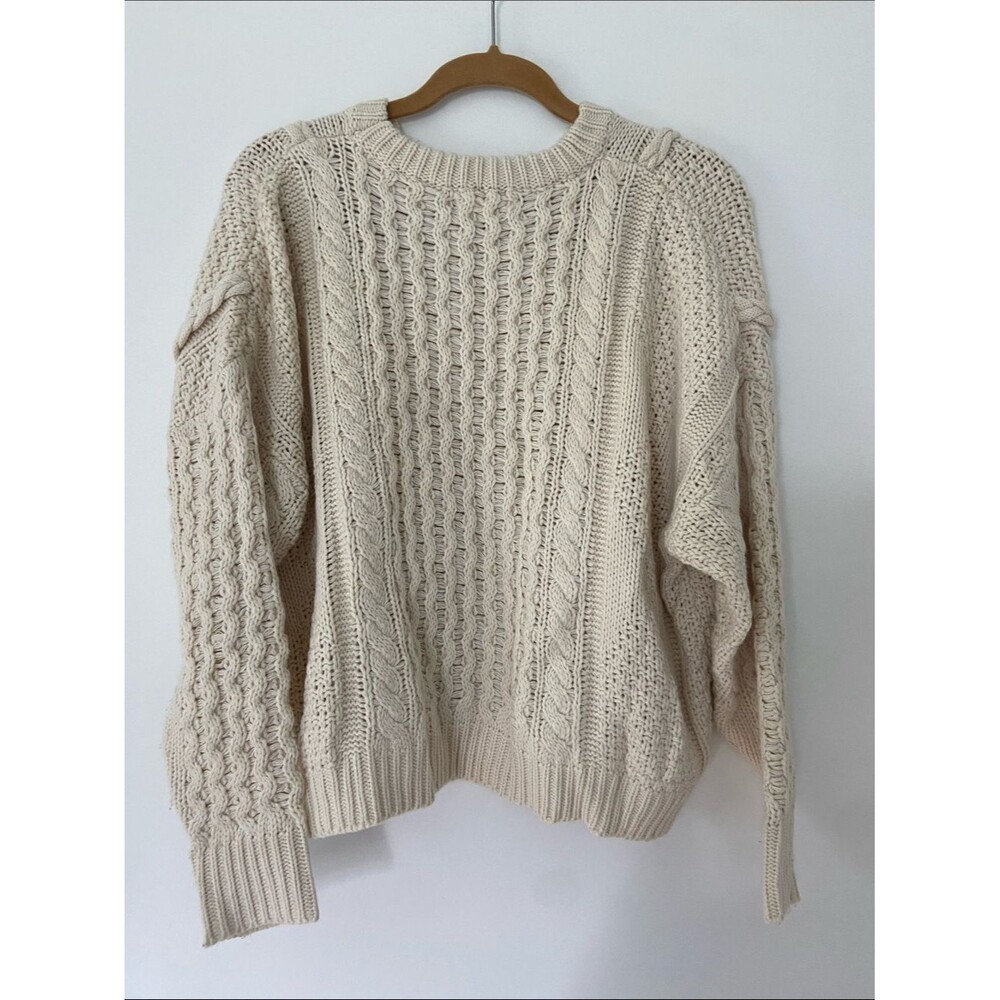 Altar’d State Cream Cable Knit Women's Sweater - Picture 6 of 7